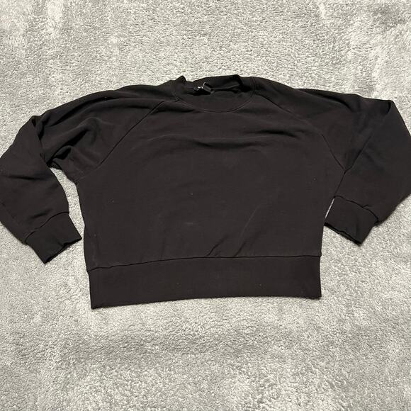 Athleta Sweatshirt Womens Small Black Cropped Boxy Shirt - Picture 1 of 7